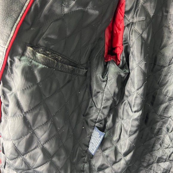 Men’s Tommy Hilfiger leather motorcycle racer jacket racing St - Picture 6 of 7